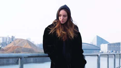 Young-Woman-Posing-Outdoors-on-Winter-Day