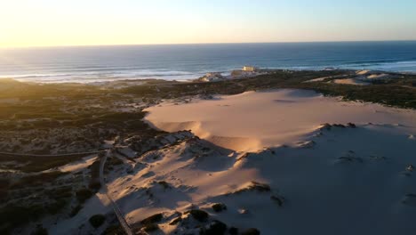 Aerial-drone-view-of-Guincho-beach-in-Cascais,-Portugal