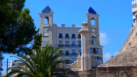 Historical-buildings-in-Valencia-(Spain)-with-beautiful-blue-towers