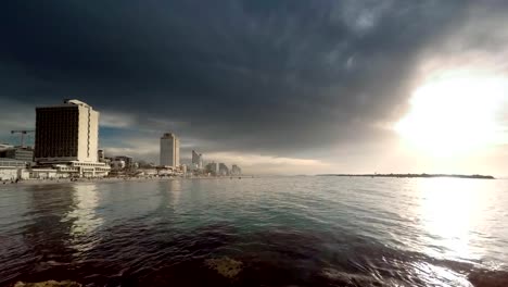 La-ciudad-de-Tel-Aviv,-Israel,-lapso-de-tiempo-del-atardecer-de-invierno