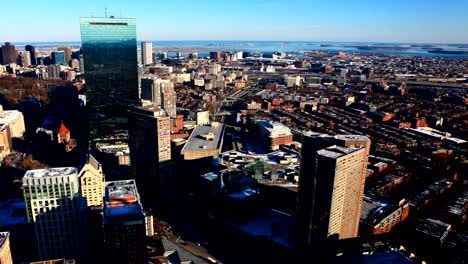 Timelapse-vista-de-la-ciudad-de-Boston-y-al-atardecer