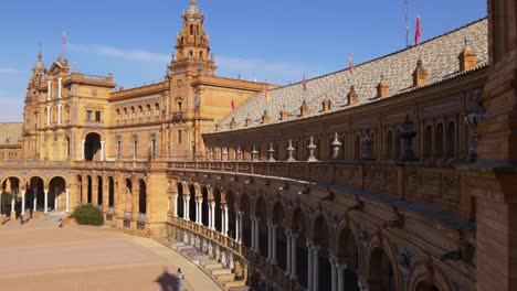 Sonne-Licht-Außenansicht-plaza-de-Espana-4-k-Spanien-Sevilla