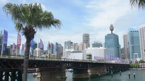 The-Pyrmont-Bridge-at-sunset-in-Darling-Harbour