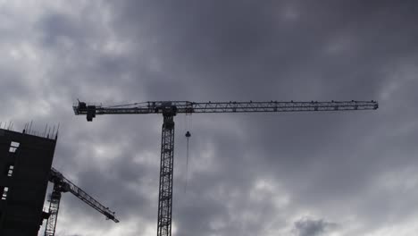 November-18-2016,-Birmingham/UK:-Silhouette-Of-Tower-Cranes-On-Construction-Site