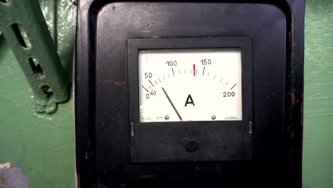 Vintage-analog-ammeter-on-green-background