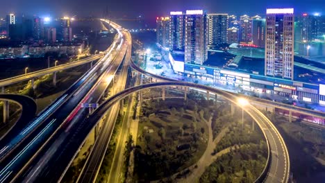 Time-Lapse-of-the-WuHan-Bridge-in-wuhan-at-night