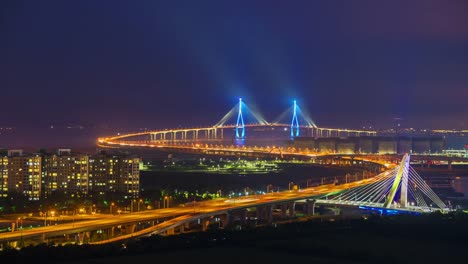 Zeitraffer-von-Incheon-Brücke-in-Südkorea