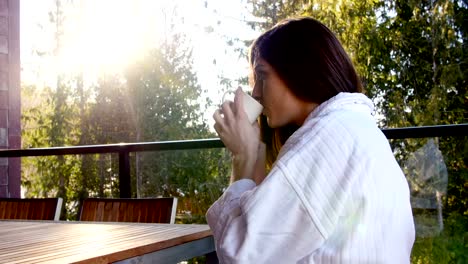 Woman-having-coffee-in-hotel