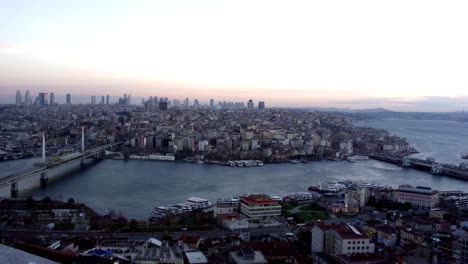 Aerial-view-of-Istanbul-and-Galata-Bridge,-Turkey