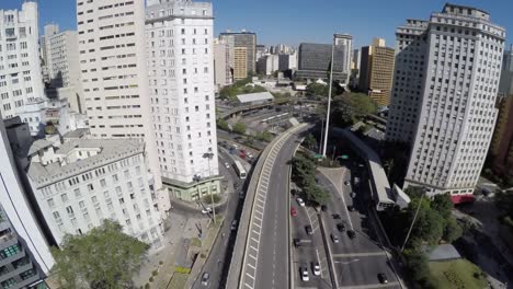 Aerial-View-of-Sao-Paulo-Downtown---Anhangabau-Valley,-Brazil