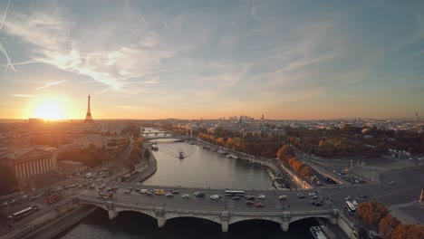 Aerial-Eiffel-tower-Paris-sunset