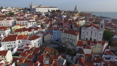 Aerial-View-of-Alfama,-Lisbon,-Portugal