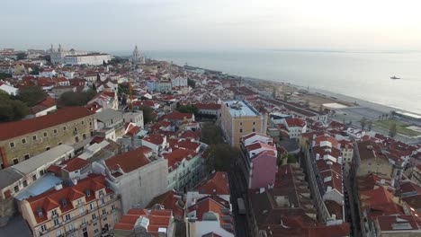 Aerial-View-of-Alfama,-Lisbon,-Portugal