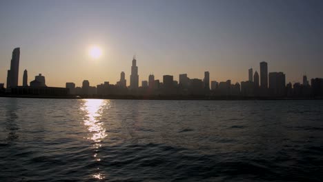 View-of-Sears-Tower-at-sunset-Chicago-USA