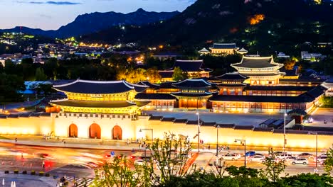 Lapso-de-tiempo-del-Palacio-de-Gyeongbokgung-en-Seúl,-Corea-del-sur