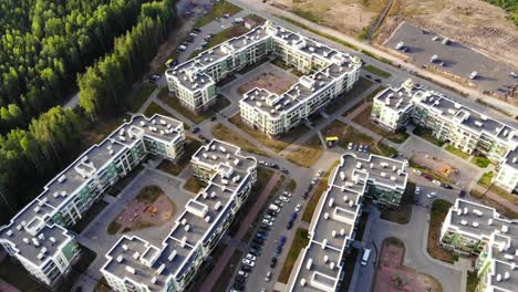 Aerial-view-on-housing-complex-of-apartment-buildings