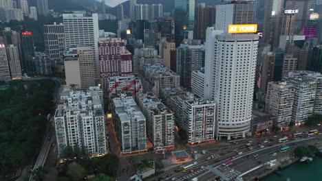 4K-Aerial-view-footage-of-Hong-Kong-City-in-Sunset