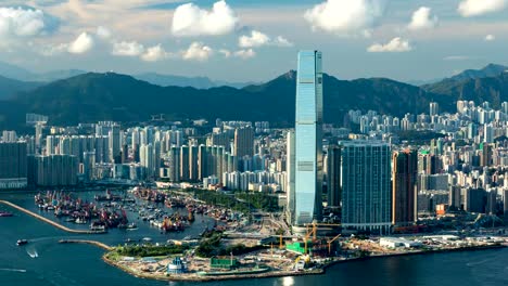 Schöne-Skyline-von-West-Kowloon-in-Hong-Kong---Hyperlapse