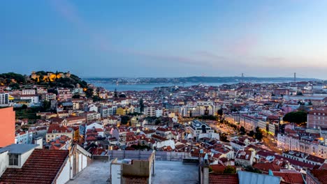 Horizonte-de-Lisboa-panorama-de-timelapse-en-twilight-time,-de-Portugal