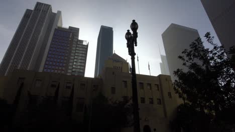 Moving-dolly-shot-of-historic-downtown-Los-Angeles-LA-Financial-Business-district