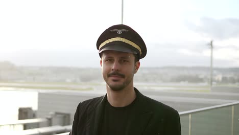 Good-looking-pilot-with-airplane-and-airport-background