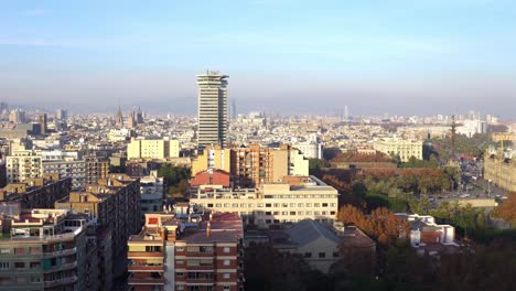 Barcelona-Stadt-Panorama,-4-k-Spanien-erschossen