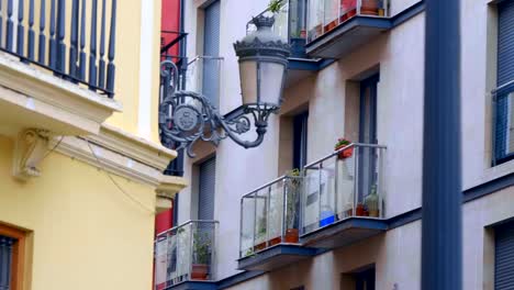 Facades-of-houses-on-a-narrow-street-in-the-city-of-Spain