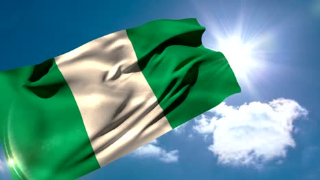 Nigerianische-Nationalflagge-weht-im-Wind