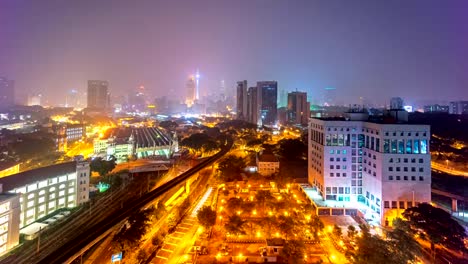 Vídeos-en-alta-definición.-Escena-de-la-noche.-Horizonte-de-la-ciudad-de-Kuala-Lumpur.-Lapso-de-tiempo.