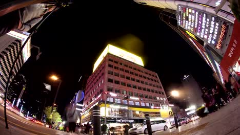 Night-traffic-in-the-streets-of-big-modern-city.-Seoul,-South-Korea