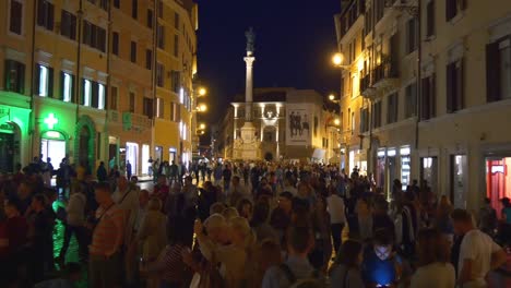 Italien-Nacht-Rom-Spanische-Treppe-Spalte-von-der-Unbefleckten-Empfängnis-4k