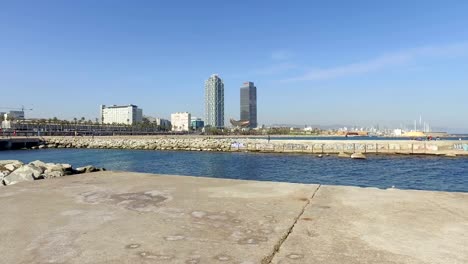 View-of-Barcelona-from-Mediterranean.-Skyscraper-of-Sant-Marti-district