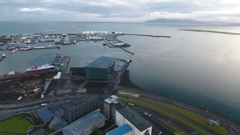 Aerial-shot-of-Reykjavik-city