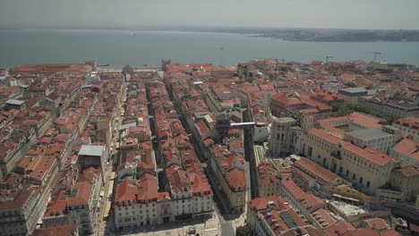 Portugal-soleada-tarde-Lisboa-paisaje-urbano-Bahía-aérea-panorama-4k