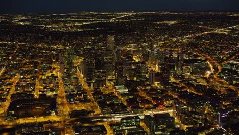 Aerial-view-of-Denver-at-night