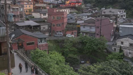 4K-Zeitraffer-Aufnahme-von-Jiufen,-auch-buchstabiert-Jioufen-oder-Chiufen