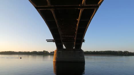 Volga-bridge-over-Volga-river,-Yaroslavl-region,-Rybinsk-city,-Russia.-Beautiful-landscape