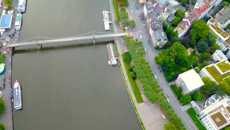 aerial-view-of--Frankfurt-city-with-river-and-skyscrapers-during-sunrise