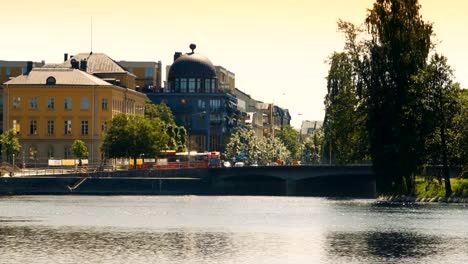 Sonnenuntergang-über-die-Innenstadt-von-Karlstad