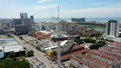 Aerial-view-of-Malacca-cityscape-with-Taming-Sari-Tower-at-daytime