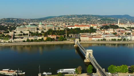 Budapest-Chain-Bridge-Danube-river--aerial