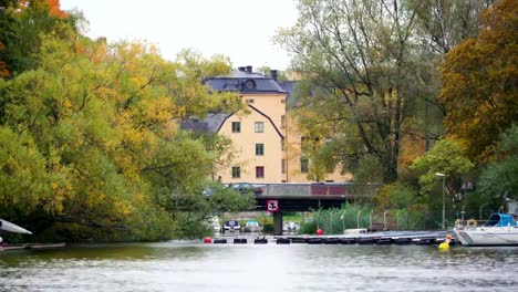 Trees-and-plants-almost-covering-the-small-bridge-in-Stockholm-Sweden