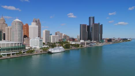 Detroit-Michigan-Stadtansicht-Luftaufnahme-USA