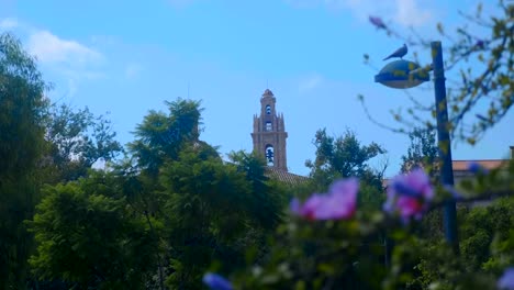 El-campanario-y-hermosas-torres-de-antiguas-iglesias-y-templos-cerca-del-parque