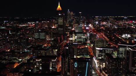 Aerial-of-Atlanta,-Georgia-at-Night