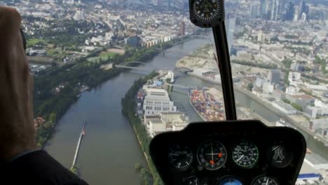 Skyline-of-Frankfurt-from-Helicopter-with-cockpit