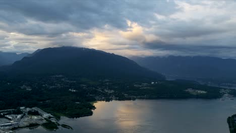 Aerial-dusk-view-residential-commuter-homes-North-Vancouver