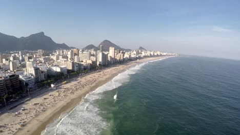 Aerial-view-of-Ipanema-beach-at-Rio-de-Janeiro,-Brazil