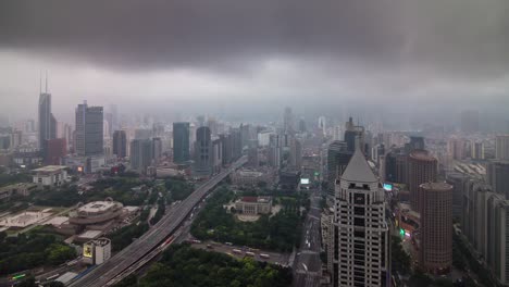 china-storm-rainy-sky-shanghai-cityscape-roof-top-panorama-4k-time-lapse