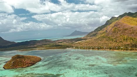 Aerial-view-on-volcanic-tropical-island